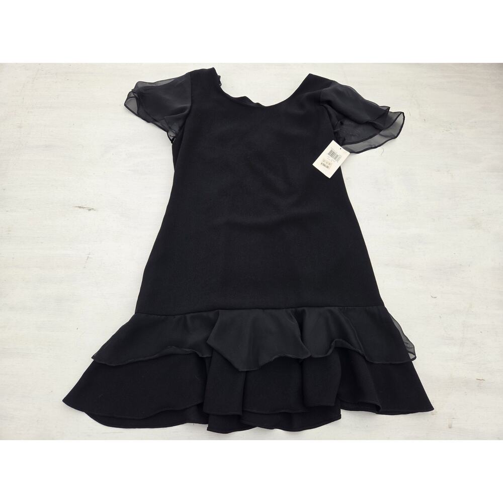 VTG CDC Evening Dress Womens 8 Black Formal Made USA EUC Padded Shoulders